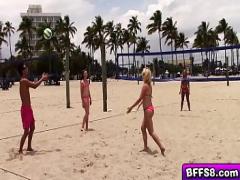Watch erotic category cumshot (419 sec). Volleyball babes hot orgy with two studs.