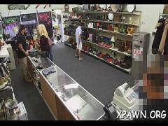 XXX video list category blowjob (300 sec). Sexy harlot does not shy away from having sex in shop.