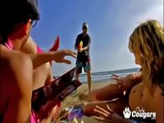 Good pornography category cumshot (1512 sec). Evy Sky Gets Double Fucked At The Beach By A Couple Nerds.