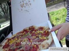 Cool porno category brunette (469 sec). Delivery pizza girl bangs in public outdoors.